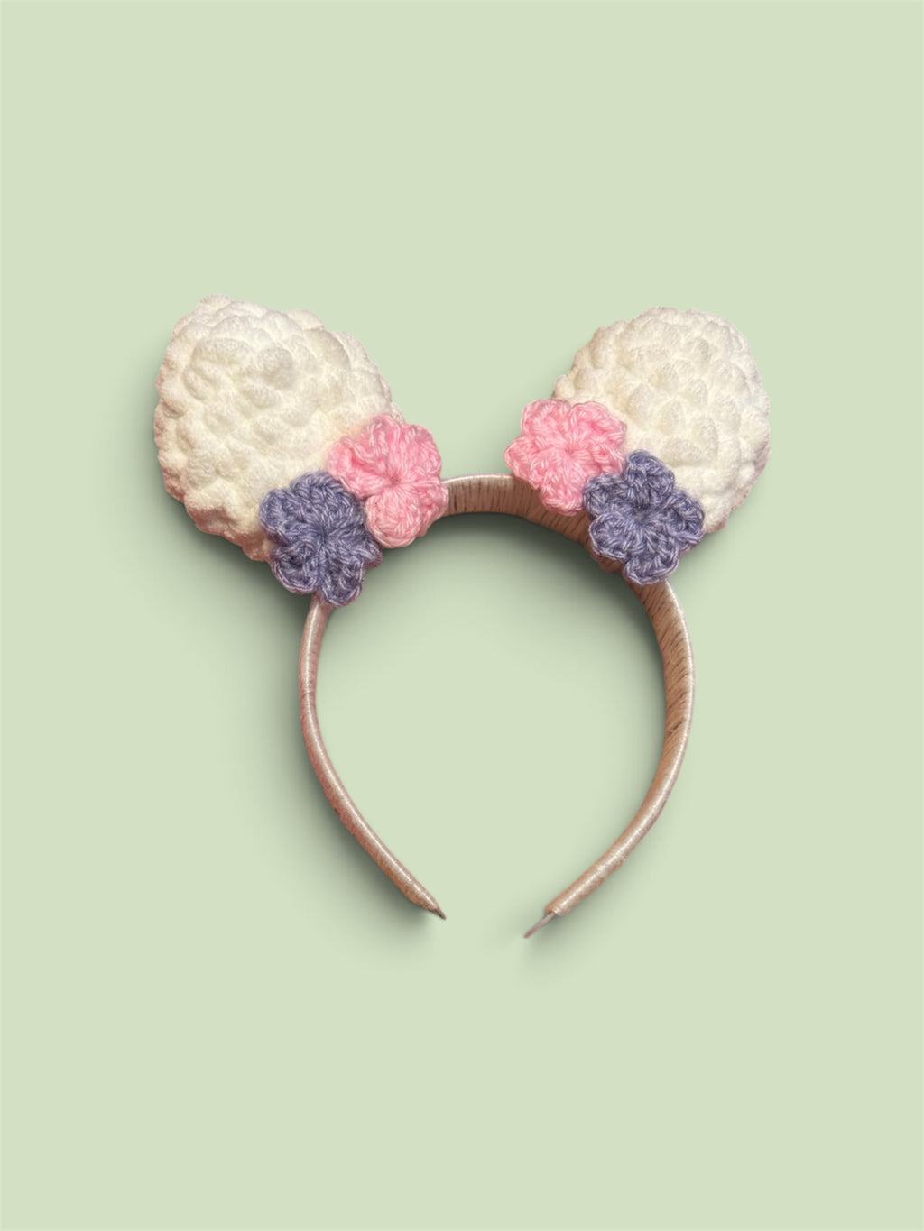 Knot By knot Handmade Crochet Floral Bunny Ear Headband