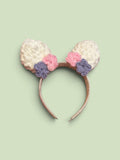 Knot By knot Handmade Crochet Floral Bunny Ear Headband