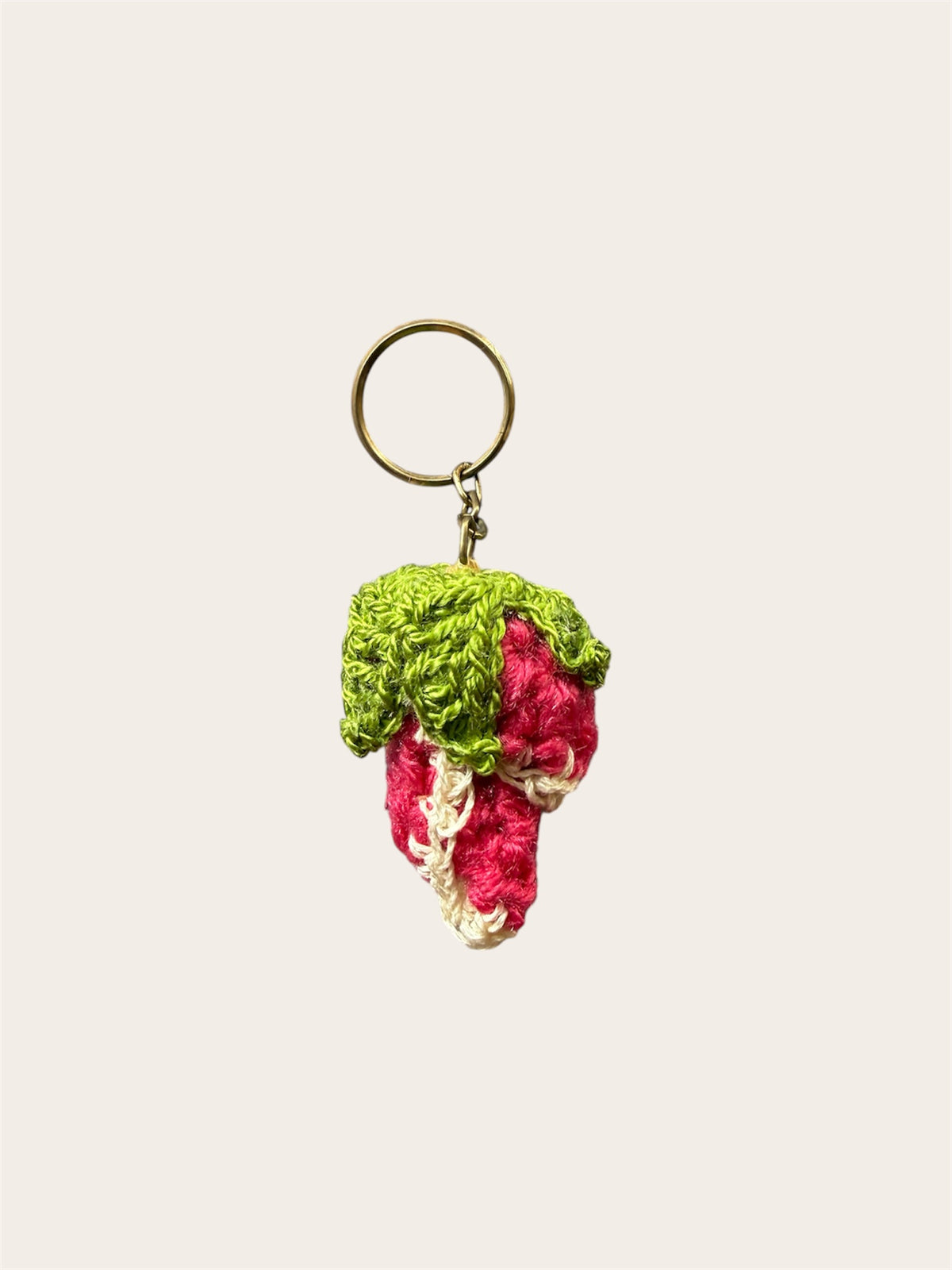 Handmade Crochet Rose Bud Charm Keychain