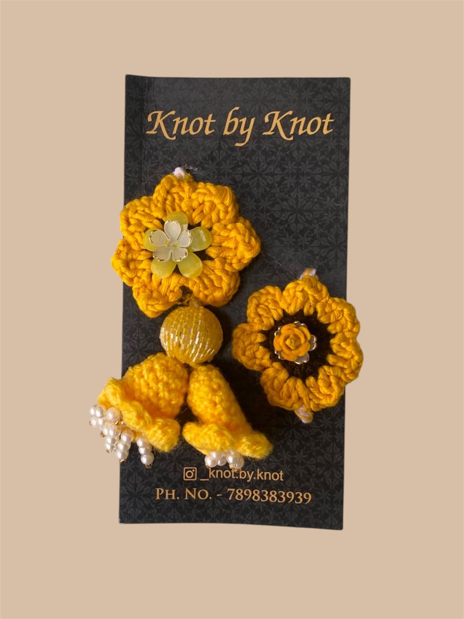 Knot by Knot Handmade Crochet Floral Rakhi for Brother, Pink Raksha Bandhan Rakhi with Decorative Beads and Flowers