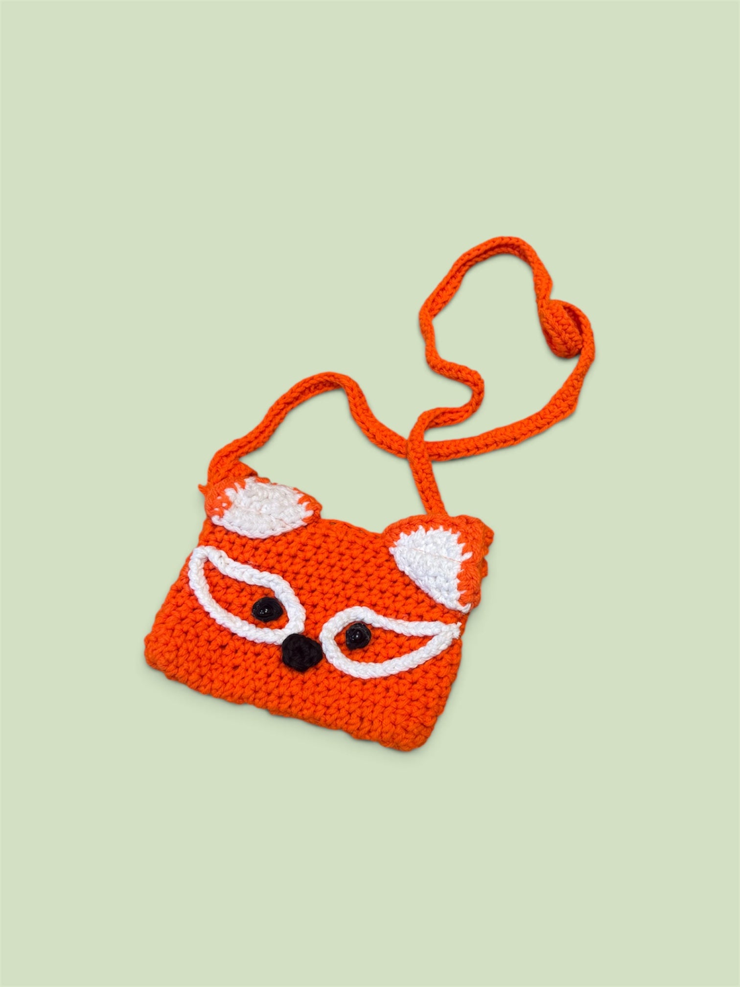Knot by KnotHandmade Crochet Fox Crossbody Bag with Cute Detailed Face and Strap