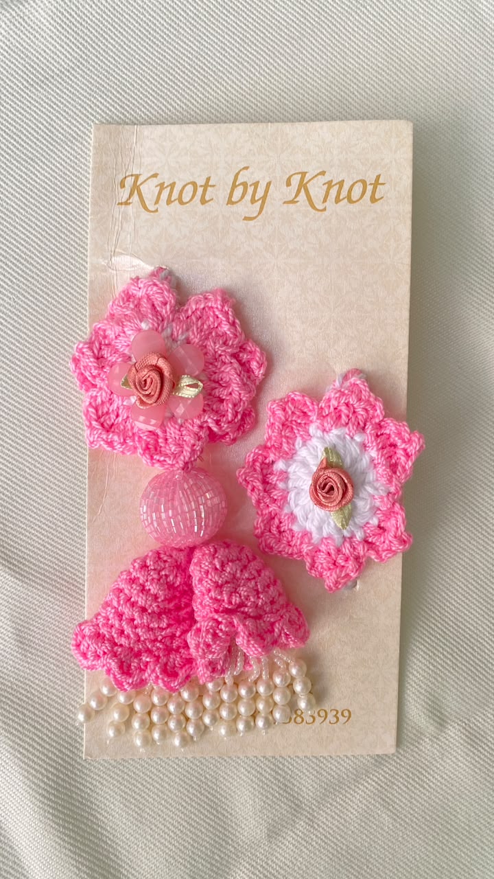 Knot by Knot Handmade Crochet Floral Rakhi for Brother, Pink Raksha Bandhan Rakhi with Decorative Beads and Flowers