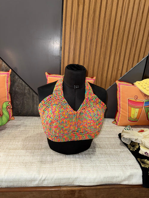 Boho Sunset Handmade Crochet Halter Crop Top