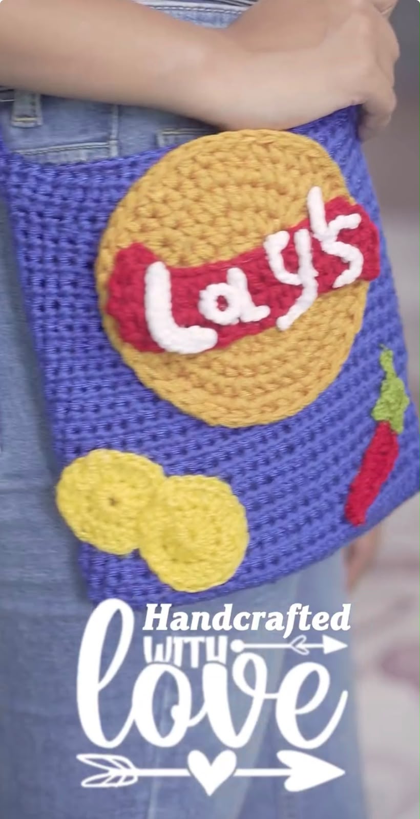 Handmade Crochet "Lay's" Style Chips Sling Bag